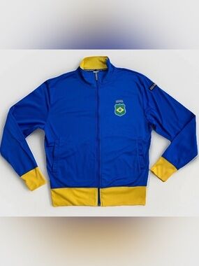 Brazil 2010 FIFA World Cup South Africa Soccer Blue Yellow Zip Up Sweater Medium